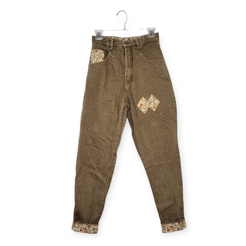 Good Fellows Clothing Co. Vintage High Rise Patchwork Jeans Brown Floral 5/6